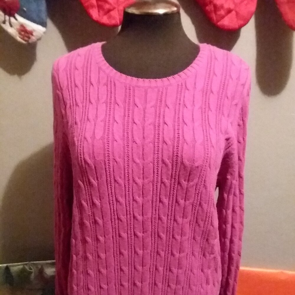 Valentine's Day Dark Pink St. John's Bay Cable Knit Longsleeve Top